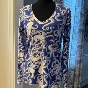 Lilly Pulitzer Blue Bubbly Octopus Long Sleeve Women’s Shirt Top - Size Medium